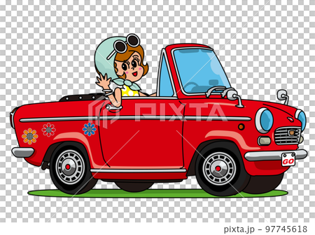 オープンカーと女性 97745618