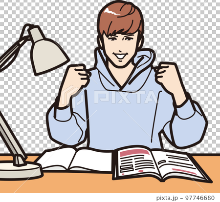 Study, motivation, boy with guts pose 97746680
