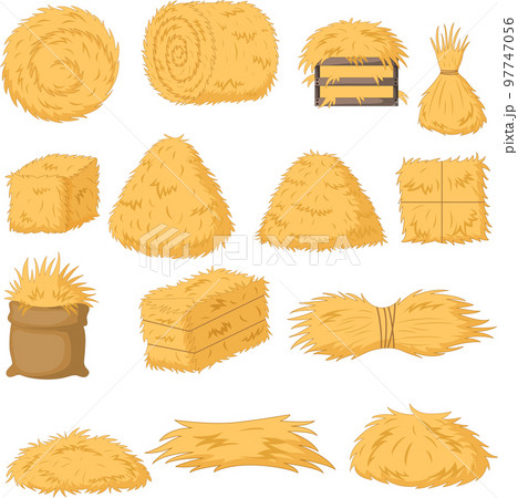 Set of haystacks on white background 97747056