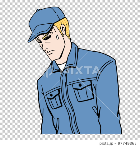 落ち込む白人作業員 97749865