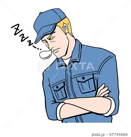 居眠りする白人作業員 居眠りする白人作業員 97749866