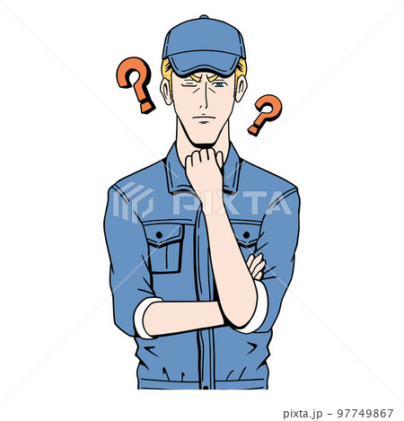 考える白人作業員 97749867