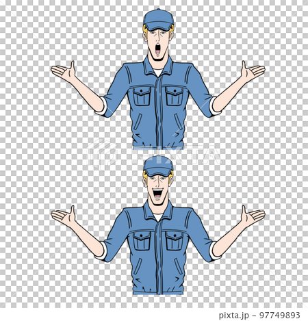 Caucasian worker to explain Caucasian worker to explain 97749893