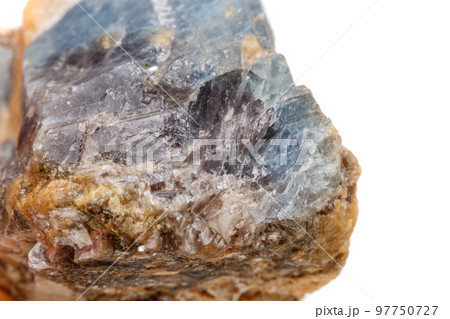 Macro mineral stone Corundum in rock a white background 97750727