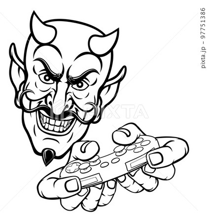Devil Gamer Video Game Controller Mascot Cartoon 97751386