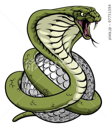 Cobra Snake Golf Ball Sports Team Cartoon Mascot Cobra Snake Golf Ball Sports Team Cartoon Mascot 97751394
