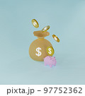 貯金と沢山の現金 97752362