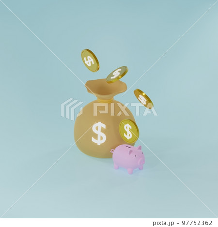 貯金と沢山の現金 97752362