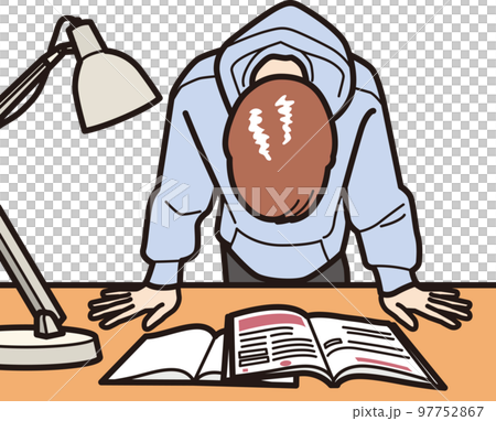 學習,一個在參考書前低著頭的男孩 學習,一個在參考書前低著頭的男孩 97752867