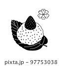 Hand drawn asian food. Vector illustration of japanese rice dessert on leaf with sakura flower. 97753038