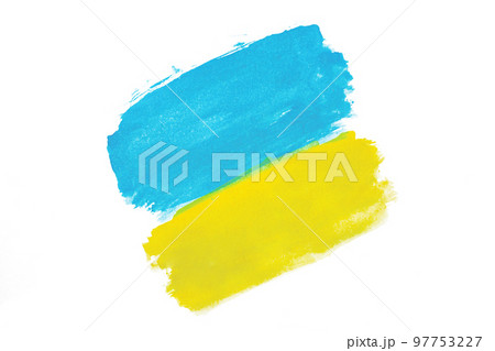 flags of Ukraine painted on white paper , trade third world war disputes and anctions policy concept 97753227