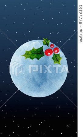 Xmas watercolor round frame with place for text on a dark background. For designing social media, stationery, printing on objects Xmas watercolor round frame with place for text on a dark background. For designing social media, stationery, printing on objects 97753361