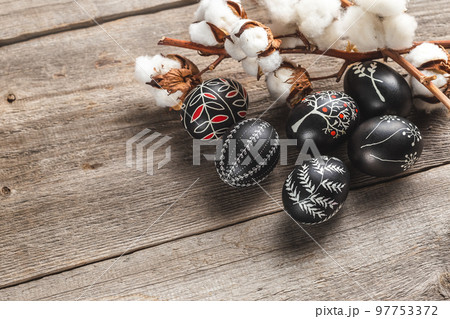 Decorated Black and White Pysanka Easter Eggs Decorated Black and White Pysanka Easter Eggs 97753372