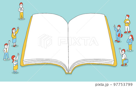 大人の学び直し 本の周りに集まっているビジネスマンのイラスト 大人の学び直し 本の周りに集まっているビジネスマンのイラスト 97753799