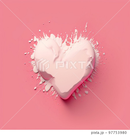Heart made of paint on pink background. Heart. Love poster. Valentine's day wallpaper 97753980