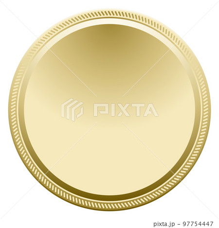 Golden round badge. Realistic medal blank mockup Golden round badge. Realistic medal blank mockup 97754447
