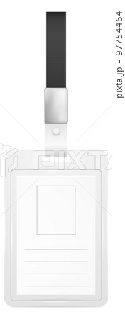 Name tag holder. Realistic identification label mockup 97754464