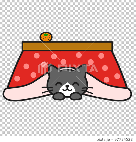 こたつでニッコリ温まるハチワレ黒猫 こたつでニッコリ温まるハチワレ黒猫 97754528
