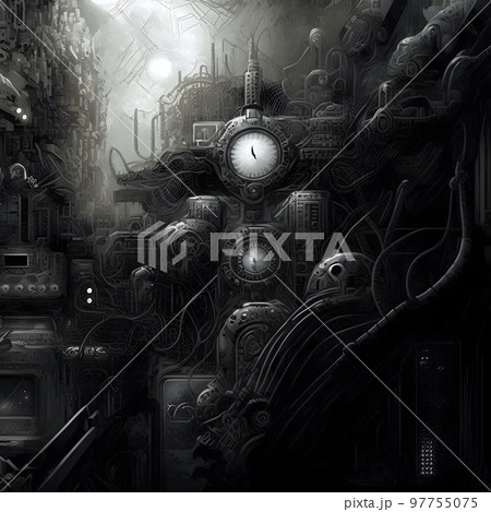 abstract techno noire background, neural network generated art 97755075