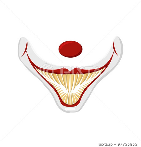 Evil clown mask template. Character with creepy smile and makeup Evil clown mask template. Character with creepy smile and makeup 97755855