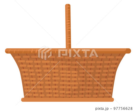 Picnic basket icon. Cartoon straw homemade wicker 97756628