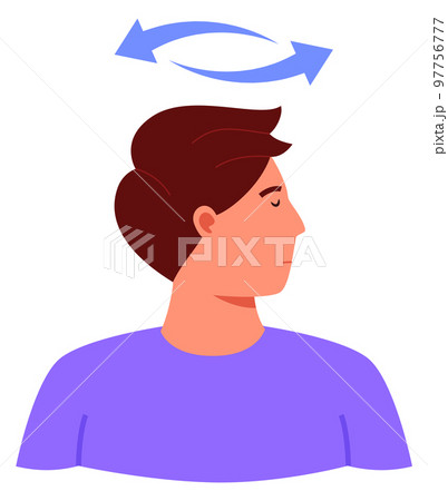 Head rotation exercise. Neck relaxing stretch workout Head rotation exercise. Neck relaxing stretch workout 97756777