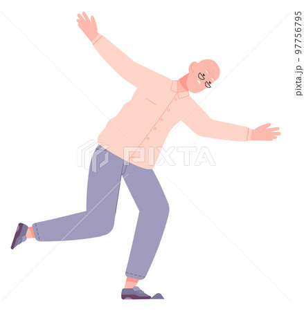 Stumbling old man. Senior falling down accident 97756795