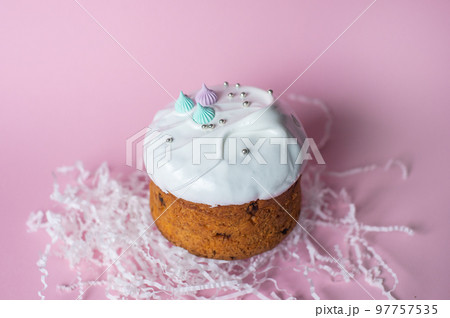 Festive cake in white glaze Festive cake in white glaze 97757535