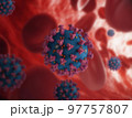 A collage of flu COVID-19 virus cells inside blood vessel 97757807