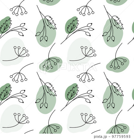 Endless pattern from branches with spots in trendy pale marker hues. Abstract background texture. 97759593
