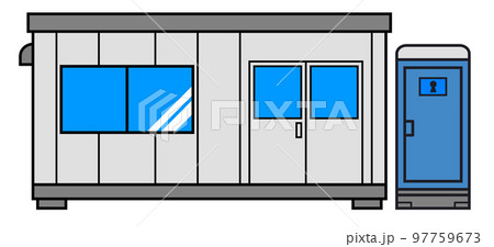 プレハブ式の現場事務所などに使われる小屋のイラスト素材 [97759673] - PIXTA