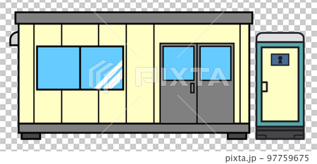 プレハブ式の現場事務所などに使われる小屋のイラスト素材 [97759675] - PIXTA