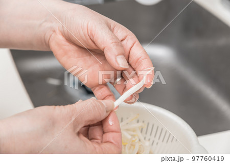 【もやしの根を取る】 97760419