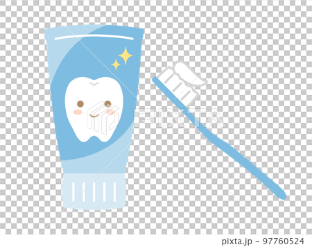 歯磨き粉と歯ブラシの歯磨きをイメージしたイラスト 97760524