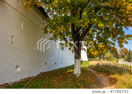 A picturesque view of the walls of the Borovsky Monastery 97760742
