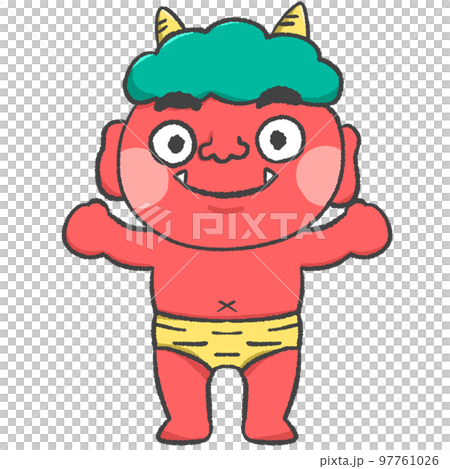 節分イラスト　にっこり笑う赤鬼 97761026