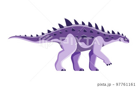 Cartoon Struthiosaurus dinosaur character. Extinct reptile or animal, prehistoric lizard. Mesozoic era beast, isolated armored herbivore dinosaur vector funny personage with spikes 97761161