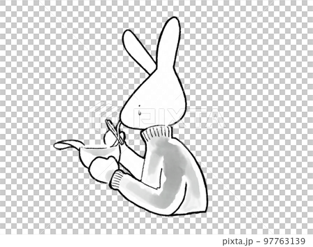 兔子含淚啜飲美味的烏冬面 兔子含淚啜飲美味的烏冬面 97763139