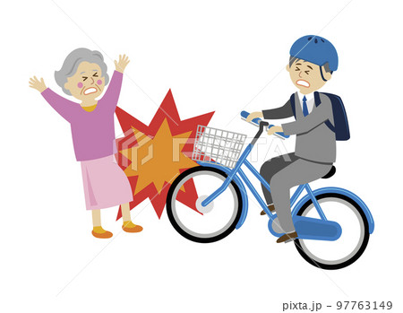 自転車と歩行者の事故イラストイメージ 自転車と歩行者の事故イラストイメージ 97763149
