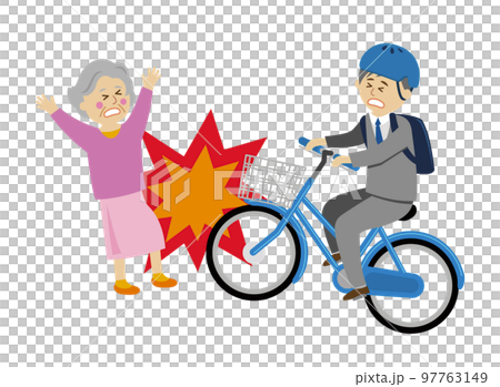 Bicycle and pedestrian accident illustration image 97763149