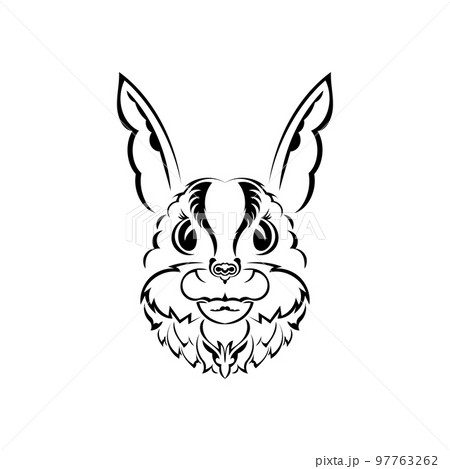 Head of a hare in tattoo style. Isolated symbol of 2023. Vector. Head of a hare in tattoo style. Isolated symbol of 2023. Vector. 97763262