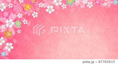 桜　和紙　和柄　背景 97763615