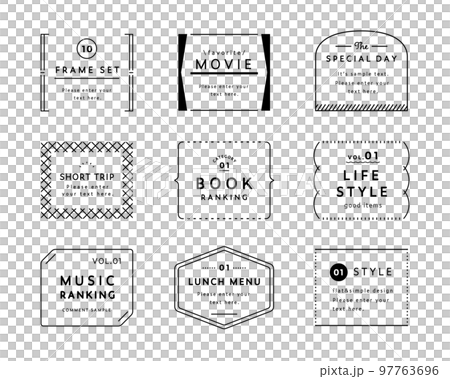 A set of simple frames and borders fashionable decoration decoration line title headline label template 97763696