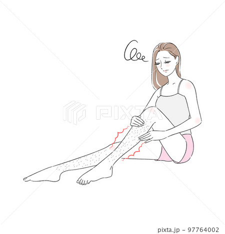 女性　足　すね毛　無駄毛　美女　悩み　肌トラブル 97764002