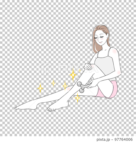 Woman's legs, facial massager, beautiful legs, beautiful woman, smile, skin trouble 97764006