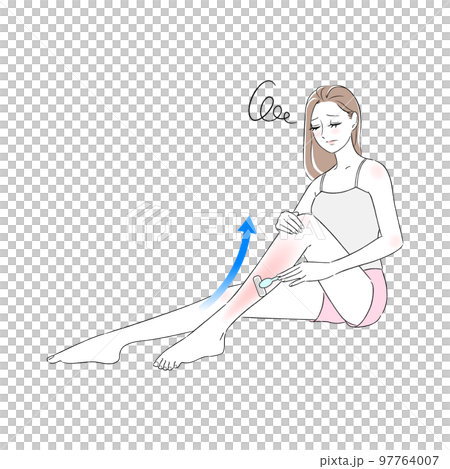 Female legs, waste hair removal, razor damage, beautiful women, troubles, skin troubles 97764007
