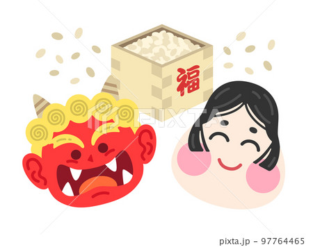 節分の鬼と福の神のイラスト 97764465