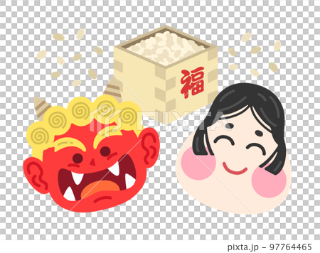 節分の鬼と福の神のイラスト 97764465
