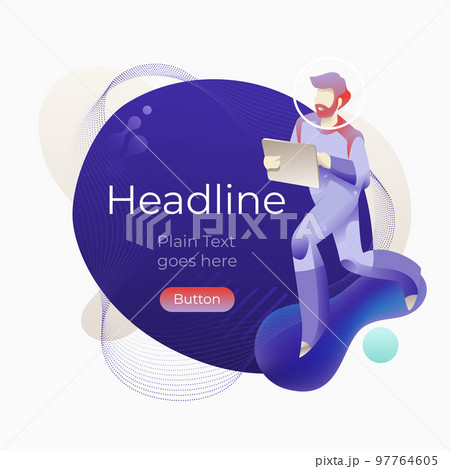 Man With Tablet Template 97764605