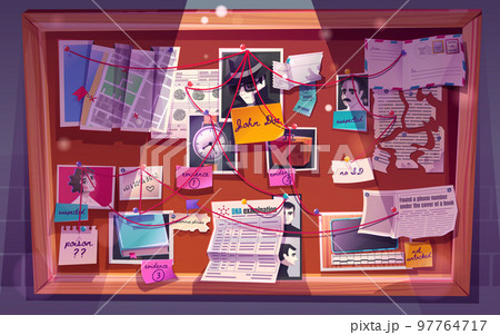 Detective board for crime investigation evidence Detective board for crime investigation evidence 97764717